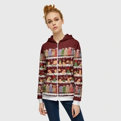 Женская толстовка 3D на молнии Капибара с семьей зимой - фото 2