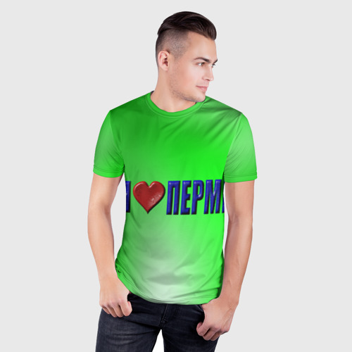 Мужская футболка 3D Slim Я люблю Пермь, цвет 3D печать - фото 3