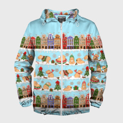 Мужская ветровка 3D Капибара с семьей на прогулке