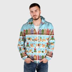 Мужская ветровка 3D Капибара с семьей на прогулке - фото 2