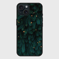 Чехол силиконовый для Apple iPhone 15 матовый Ёлка и гирлянды