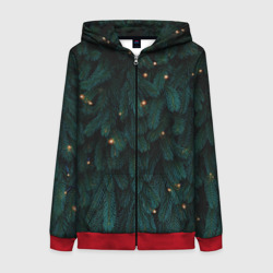 Женская толстовка 3D на молнии Ёлка и гирлянды