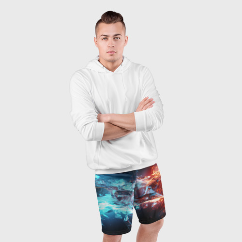 Мужские шорты спортивные с принтом Лед и пламя абстракция, фото #4