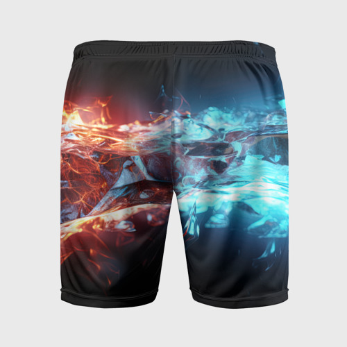 Мужские шорты спортивные с принтом Лед и пламя абстракция, вид сзади #1
