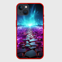 Фиолетовые кристаллики с синяя абстракция – Чехол для iPhone 14 Plus с принтом купить