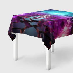 Фиолетовые кристаллики с синяя абстракция – Скатерть 3D с принтом купить