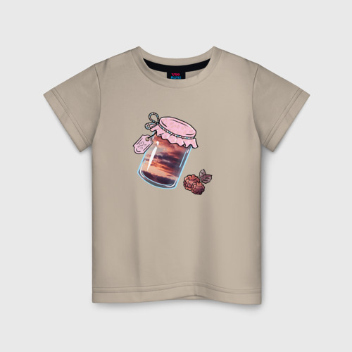 Детская футболка хлопок с принтом Закатка и облачные ягоды, вид спереди #2