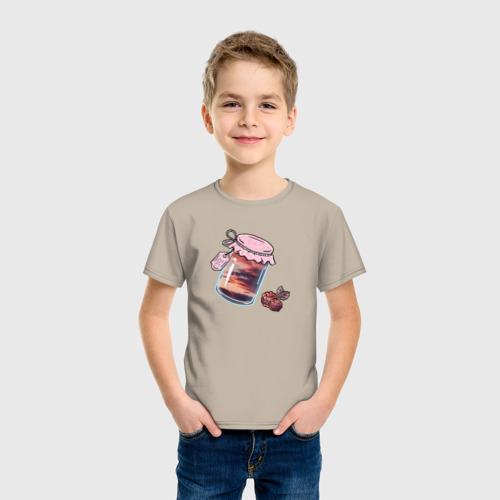 Детская футболка хлопок с принтом Закатка и облачные ягоды, фото на моделе #1