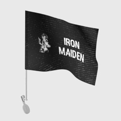 Флаг для автомобиля Iron Maiden glitch на темном фоне по-горизонтали