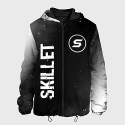 Мужская куртка 3D Skillet glitch на темном фоне вертикально