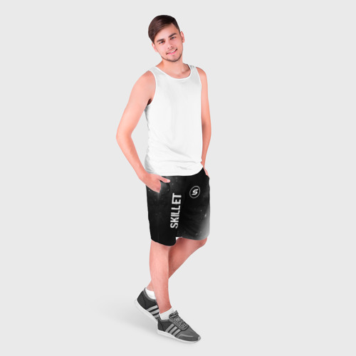 Мужские шорты 3D Skillet glitch на темном фоне вертикально, цвет 3D печать - фото 3