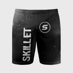 Мужские шорты спортивные Skillet glitch на темном фоне вертикально