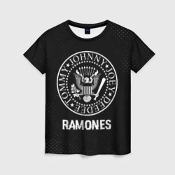 Женская футболка 3D Ramones glitch на темном фоне