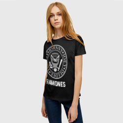 Женская футболка 3D Ramones glitch на темном фоне - фото 2