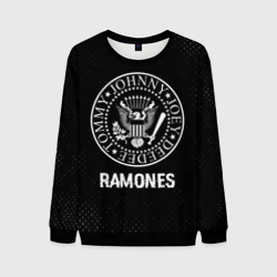 Мужской свитшот 3D Ramones glitch на темном фоне