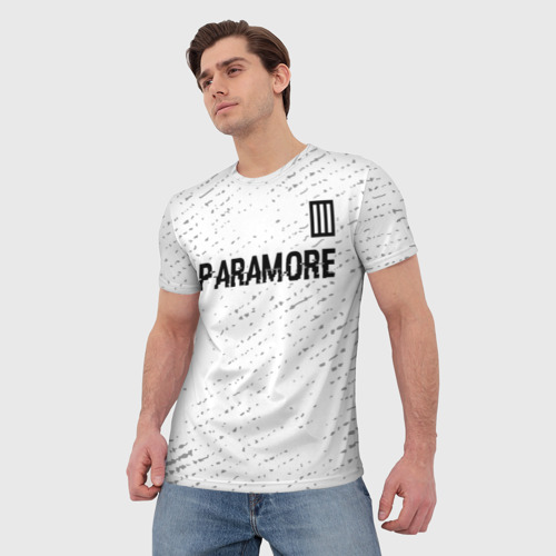 Мужская футболка 3D Paramore glitch на светлом фоне посередине, цвет 3D печать - фото 3