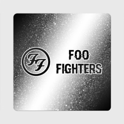 Магнит виниловый Квадрат Foo Fighters glitch на светлом фоне по-горизонтали