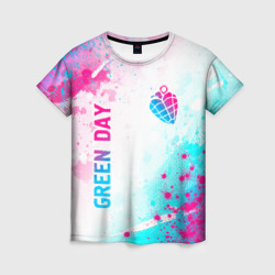 Женская футболка 3D Green Day neon gradient style вертикально