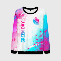 Мужской свитшот 3D Green Day neon gradient style вертикально