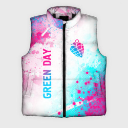 Мужской жилет утепленный 3D Green Day neon gradient style вертикально