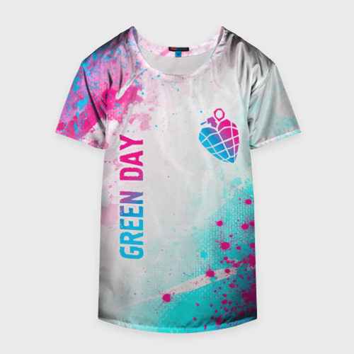 Накидка на куртку 3D Green Day neon gradient style вертикально, цвет 3D печать - фото 4