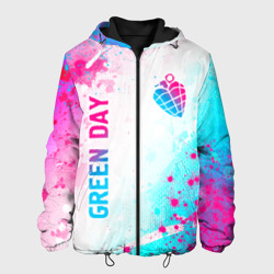 Мужская куртка 3D Green Day neon gradient style вертикально