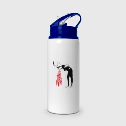 Бутылка для воды с трубочкой Девушку тошнит сердцами граффити Бэнкси