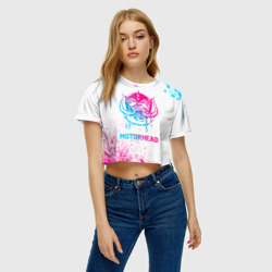 Женская футболка Crop-top 3D Motorhead neon gradient style - фото 2