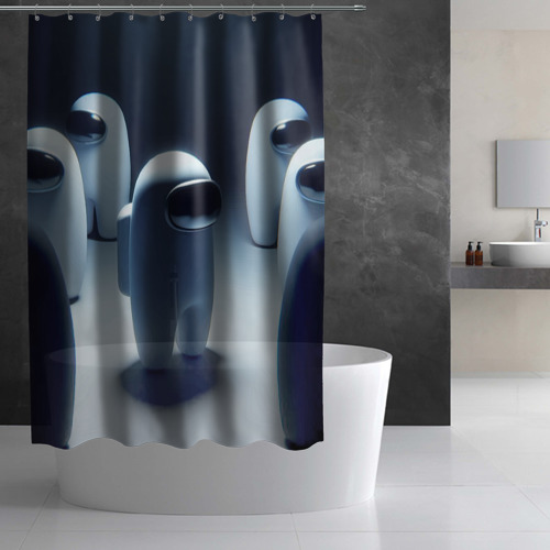 Штора 3D для ванной Among us - white: ai art - фото 2
