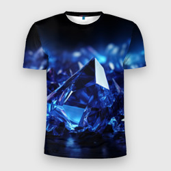 Мужская футболка 3D Slim Синие прозрачные алмазы