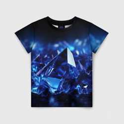 Детская футболка 3D Синие прозрачные алмазы