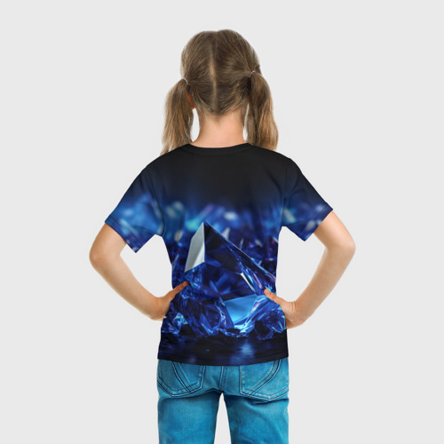 Детская футболка 3D Синие прозрачные алмазы, цвет 3D печать - фото 6