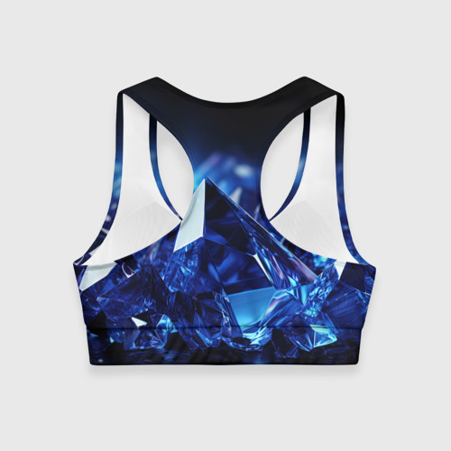 Женский спортивный топ 3D Синие прозрачные алмазы, цвет 3D печать - фото 2