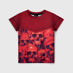 Детская футболка 3D Расплавленные красные черепа и ромбо-стяжка