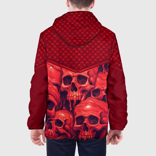 Мужская куртка 3D с принтом Расплавленные красные черепа, вид сзади #2