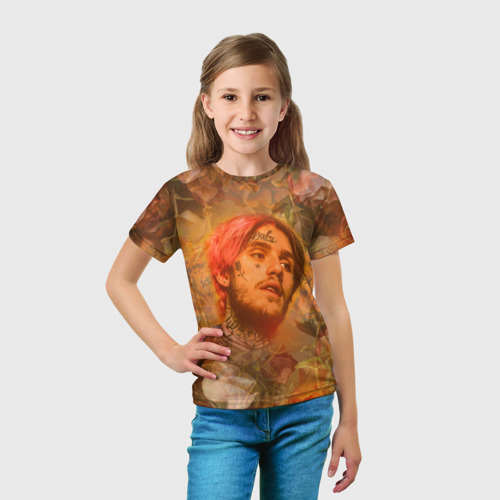 Детская футболка 3D с принтом Lil Peep розы, вид сбоку #3