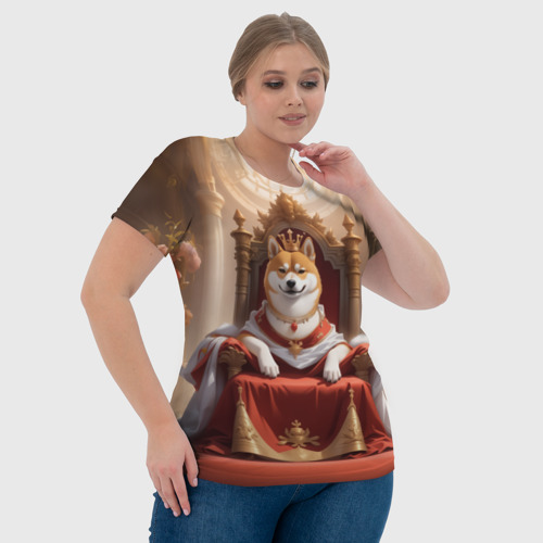 Женская футболка 3D Сиба ину в короне в тронном зале, цвет 3D печать - фото 6