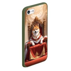 Чехол для iPhone 5/5S матовый Сиба ину в короне в тронном зале - фото 2