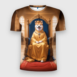 Мужская футболка 3D Slim Король Сиба ину сидит на троне