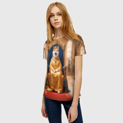 Женская футболка 3D Король Сиба ину сидит на троне - фото 2