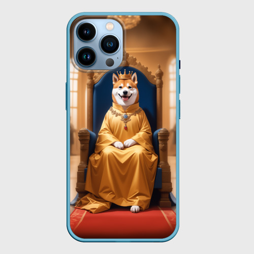 Чехол для iPhone 14 Pro Max с принтом Король Сиба ину сидит на троне, вид спереди #2