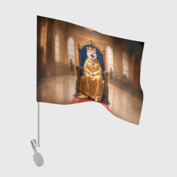 Флаг для автомобиля Король Сиба ину сидит на троне