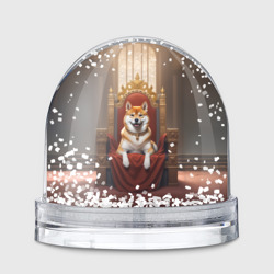Игрушка Снежный шар  Сиба ину лежит на троне в зале