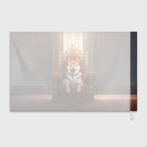 Флаг 3D  Сиба ину лежит на троне в зале - фото 2