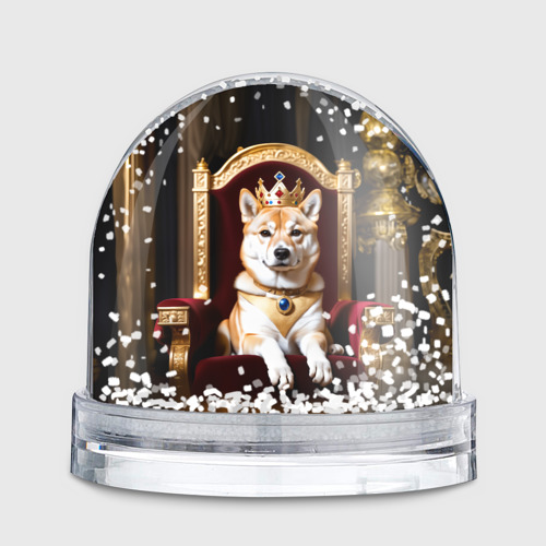 Игрушка Снежный шар Король Сиба ину лежит на троне - фото 2