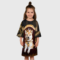 Детское платье 3D Король Сиба ину лежит на троне - фото 2
