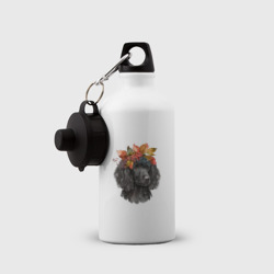 Бутылка спортивная Пудель черный в венке осенних листьев - фото 2