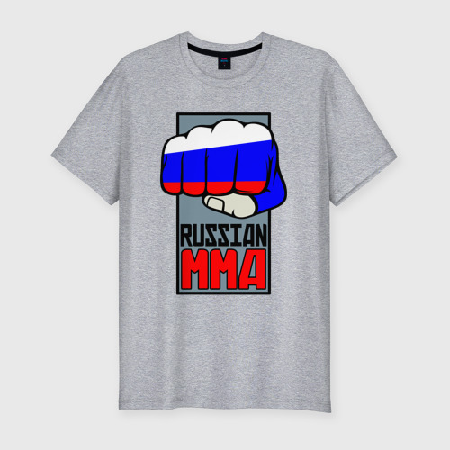 Мужская футболка хлопок Slim Russian MMA, цвет меланж