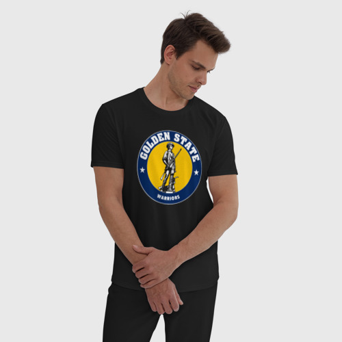 Мужская пижама хлопок Golden State, цвет черный - фото 3