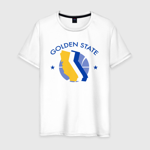 Мужская футболка из хлопка с принтом Golden State stars, вид спереди №1